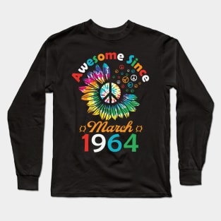 Funny Birthday Quote, Awesome Since March 1964, Retro Birthday Long Sleeve T-Shirt